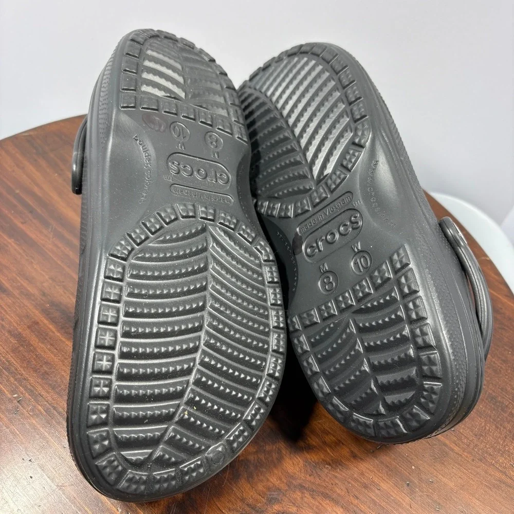 Crocs Classic Lined Clog Sandals M8 W10 Gray Fuzzy Liner Casual Dual Comfort‎